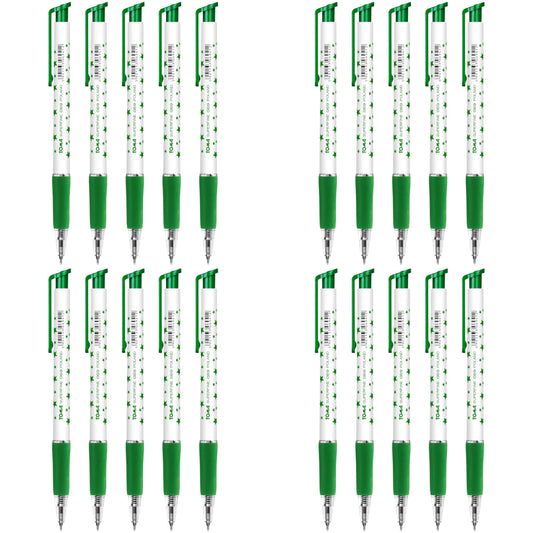 Ballpoint Pens, Retractable Smudge Free Pens, Extra Fine Point 0.5 mm, Ideal for School, Office, Everyday Use (Green, 20 Pens)