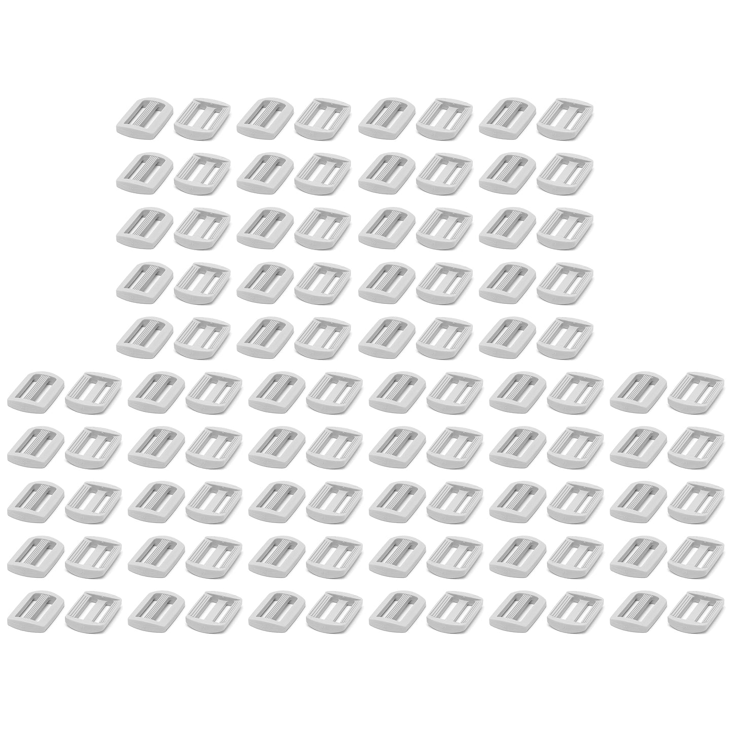 3 Bar Tri Glide Sliders Buckles Fasteners for 25 mm / 1 in Webbing Strap, Backpack, Bag - White, Plastic (Pack of 100)