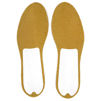 Leather Shoe Insoles Self-Adhesive Comfort Thin Leather Shoe Inserts (Brown, Size 4 UK / 37 EU)