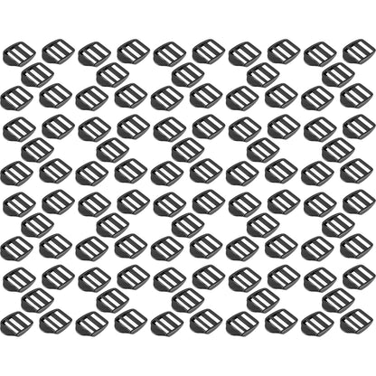 100 x Ladderlock Rucksack Sliders Buckles for 40 mm / 1.57" Webbing Strap, Black, Plastic