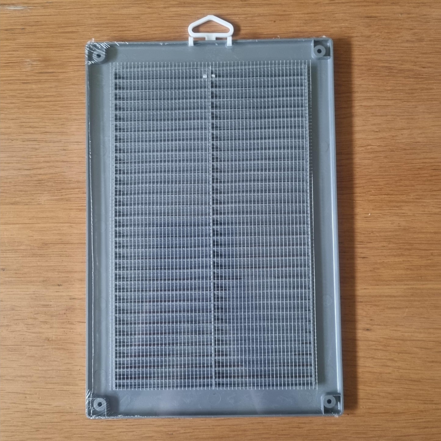Silver Louvred Wall Vent Grille with Flyscreen and Screw Covers, 200 x 300 mm, Air Ventilation Duct Cover with Flat Back