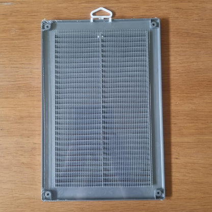 Silver Louvred Wall Vent Grille with Flyscreen and Screw Covers, 200 x 300 mm, Air Ventilation Duct Cover with Flat Back