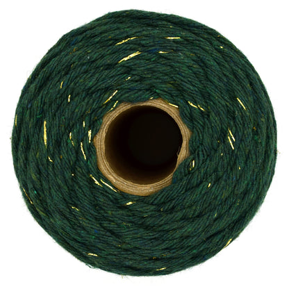Macrame Cord Twine Natural Cotton String Craft Artisan Thread Twisted Macramé (Green with Gold Thread, 3 mm x 200 m / 656 ft)