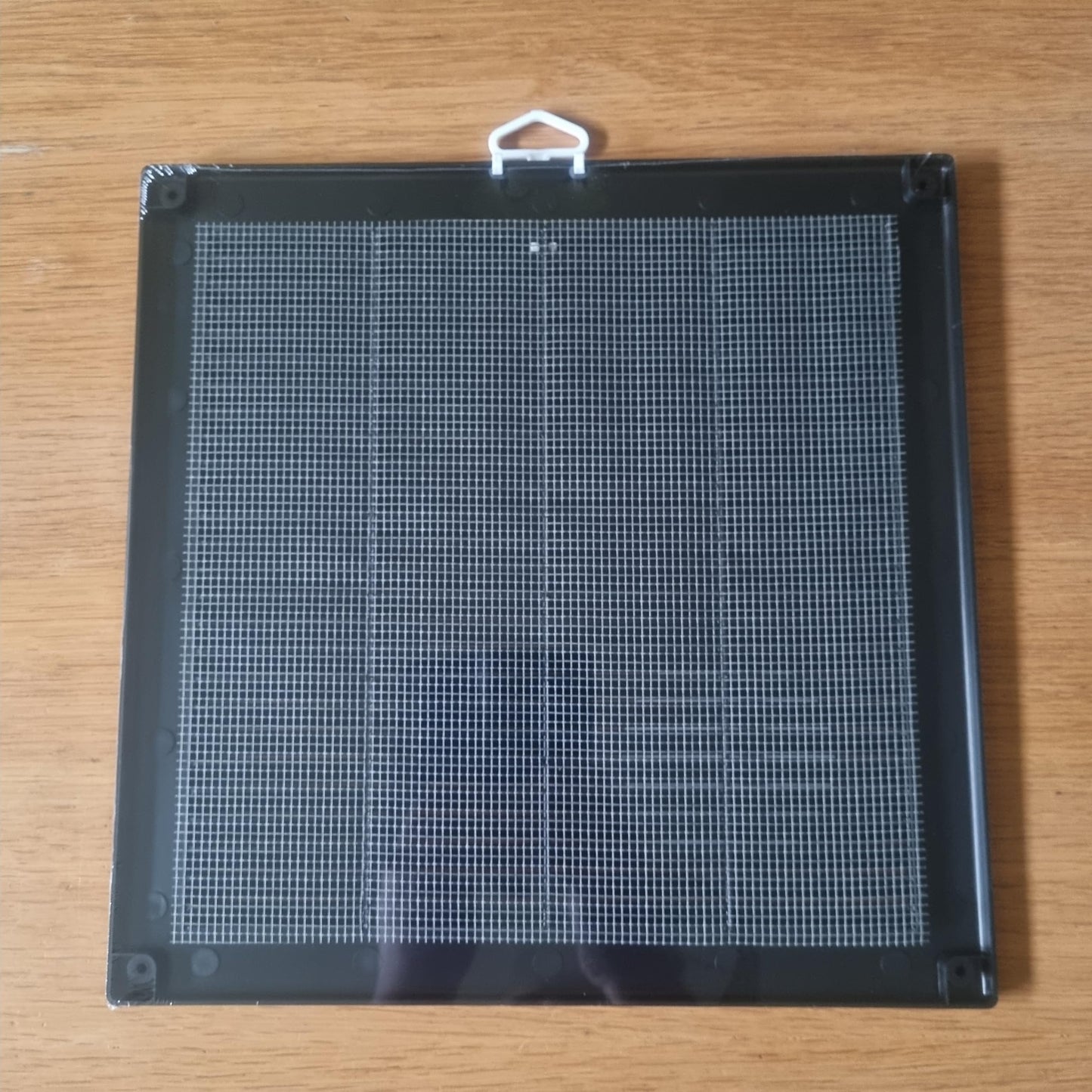 Black Louvred Wall Vent Grille with Flyscreen and Screw Covers, 300 x 300 mm, Air Ventilation Duct Cover with Flat Back