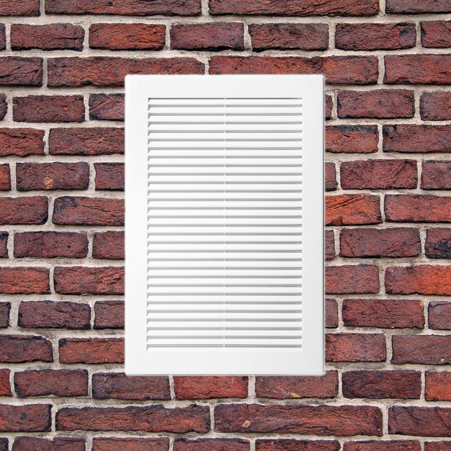 White Louvred Wall Vent Grille with Flyscreen and Screw Covers, 180 x 250 mm, Air Ventilation Duct Cover with Flat Back