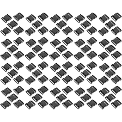 Side Release Buckles Clips for 50 mm / 2 inch Webbing Strap, Squeeze Fasteners, Black Delrin Plastic (Pack of 100)