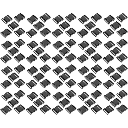 Side Release Buckles Clips for 50 mm / 2 inch Webbing Strap, Squeeze Fasteners, Black Delrin Plastic (Pack of 100)