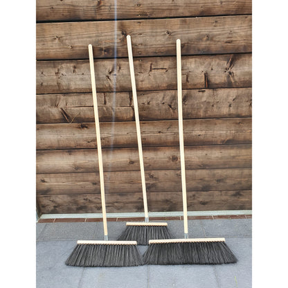 Traditional Wooden Broom with Extra Long Medium Soft Bristles (30 cm / 12 in, With Handle)