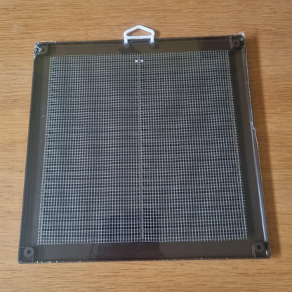 Brown Louvred Wall Vent Grille with Flyscreen and Screw Covers, 250 x 250 mm, Air Ventilation Duct Cover with Flat Back