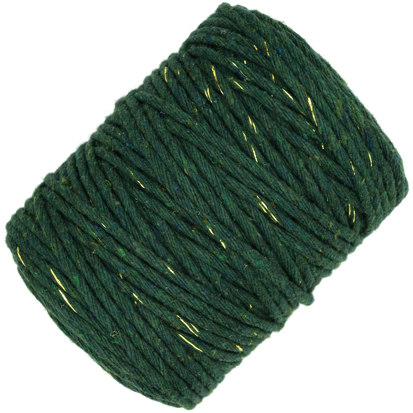 Macrame Cord Twine Natural Cotton String Craft Artisan Thread Twisted Macramé (Green with Gold Thread, 3 mm x 100 m / 328 ft)