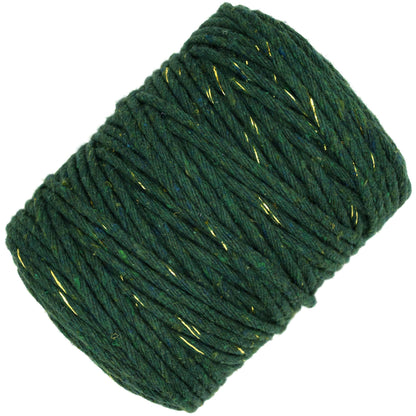 Macrame Cord Twine Natural Cotton String Craft Artisan Thread Twisted Macramé (Green with Gold Thread, 3 mm x 100 m / 328 ft)
