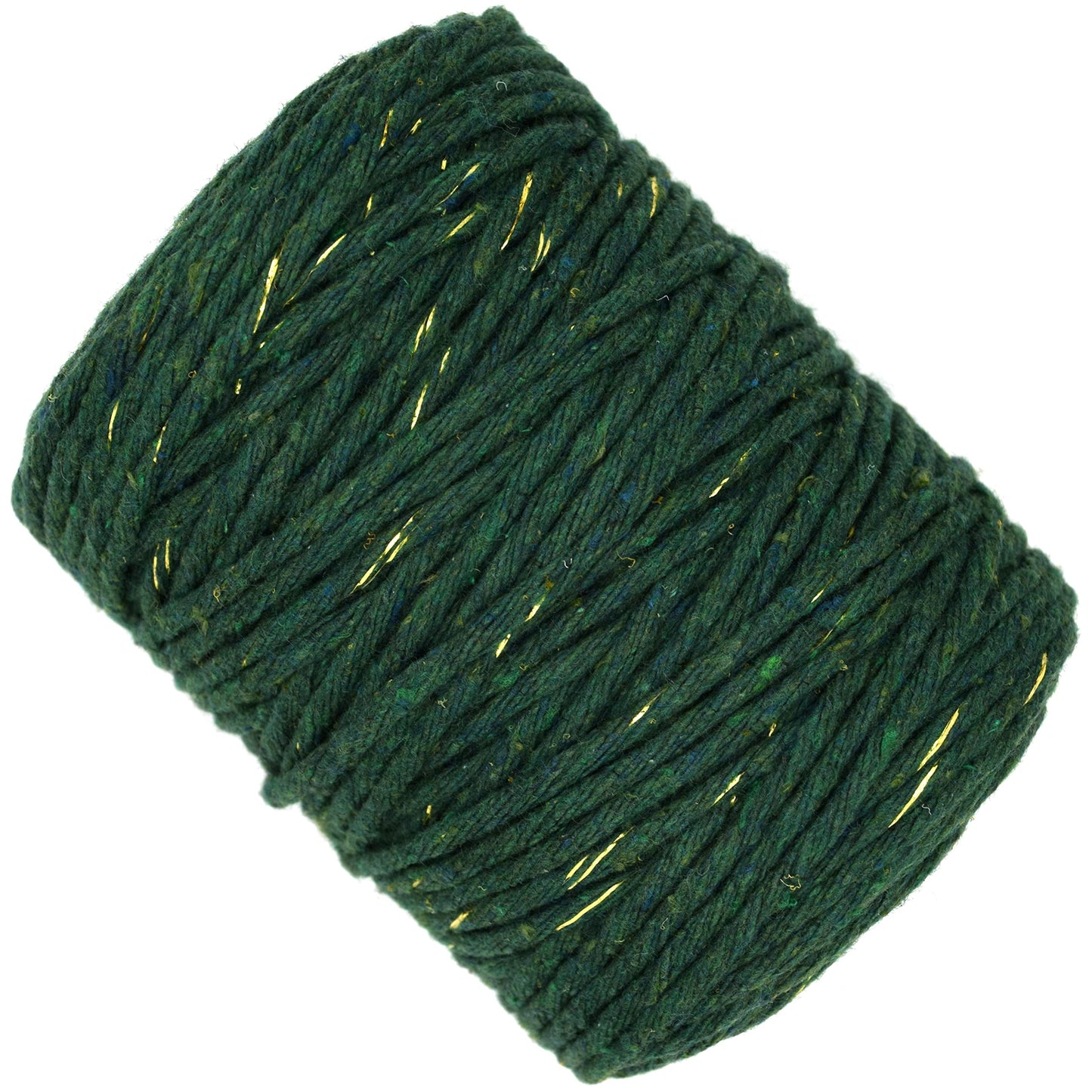 Macrame Cord Twine Natural Cotton String Craft Artisan Thread Twisted Macramé (Green with Gold Thread, 2 mm x 300 m / 984 ft)