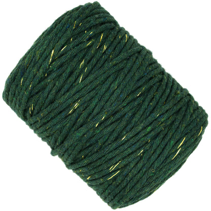 Macrame Cord Twine Natural Cotton String Craft Artisan Thread Twisted Macramé (Green with Gold Thread, 2 mm x 300 m / 984 ft)