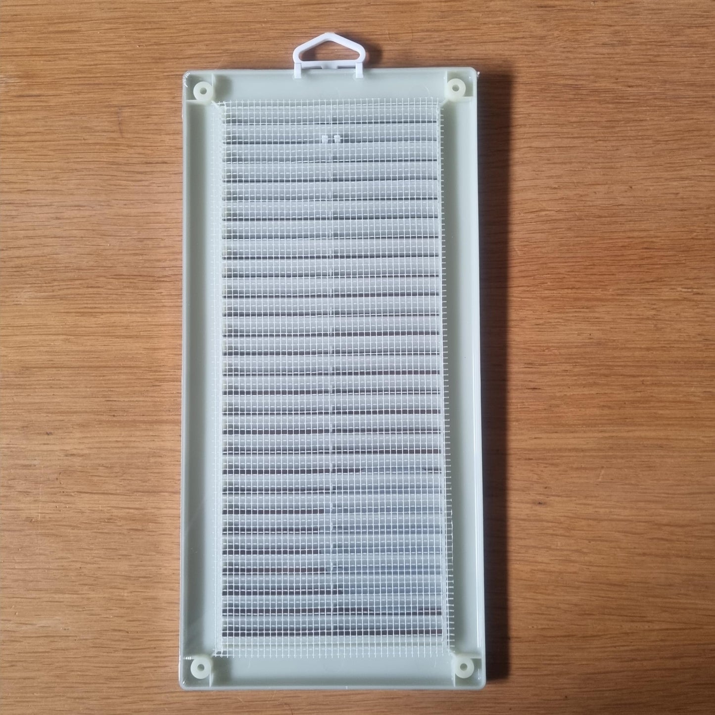 Silver Louvred Wall Vent Grille with Flyscreen and Screw Covers, 150 x 310 mm, Air Ventilation Duct Cover with Flat Back