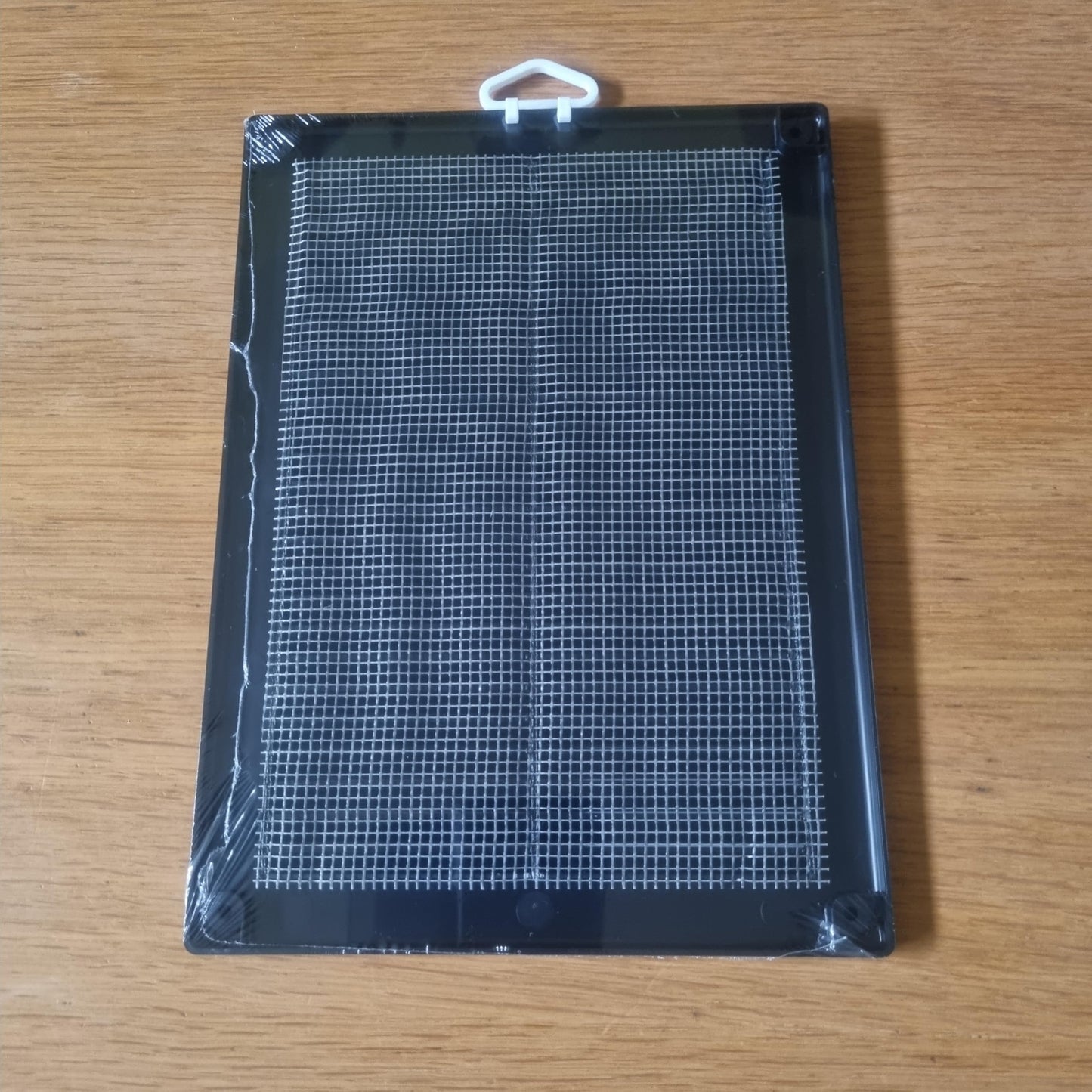 Black Louvred Wall Vent Grille with Flyscreen and Screw Covers, 180 x 250 mm, Air Ventilation Duct Cover with Flat Back
