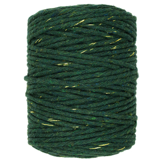 Macrame Cord Twine Natural Cotton String Craft Artisan Thread Twisted Macramé (Green with Gold Thread, 2 mm x 300 m / 984 ft)