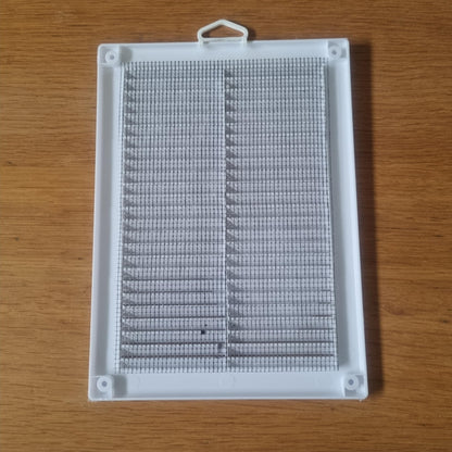 White Louvred Wall Vent Grille with Flyscreen and Screw Covers, 180 x 250 mm, Air Ventilation Duct Cover with Flat Back