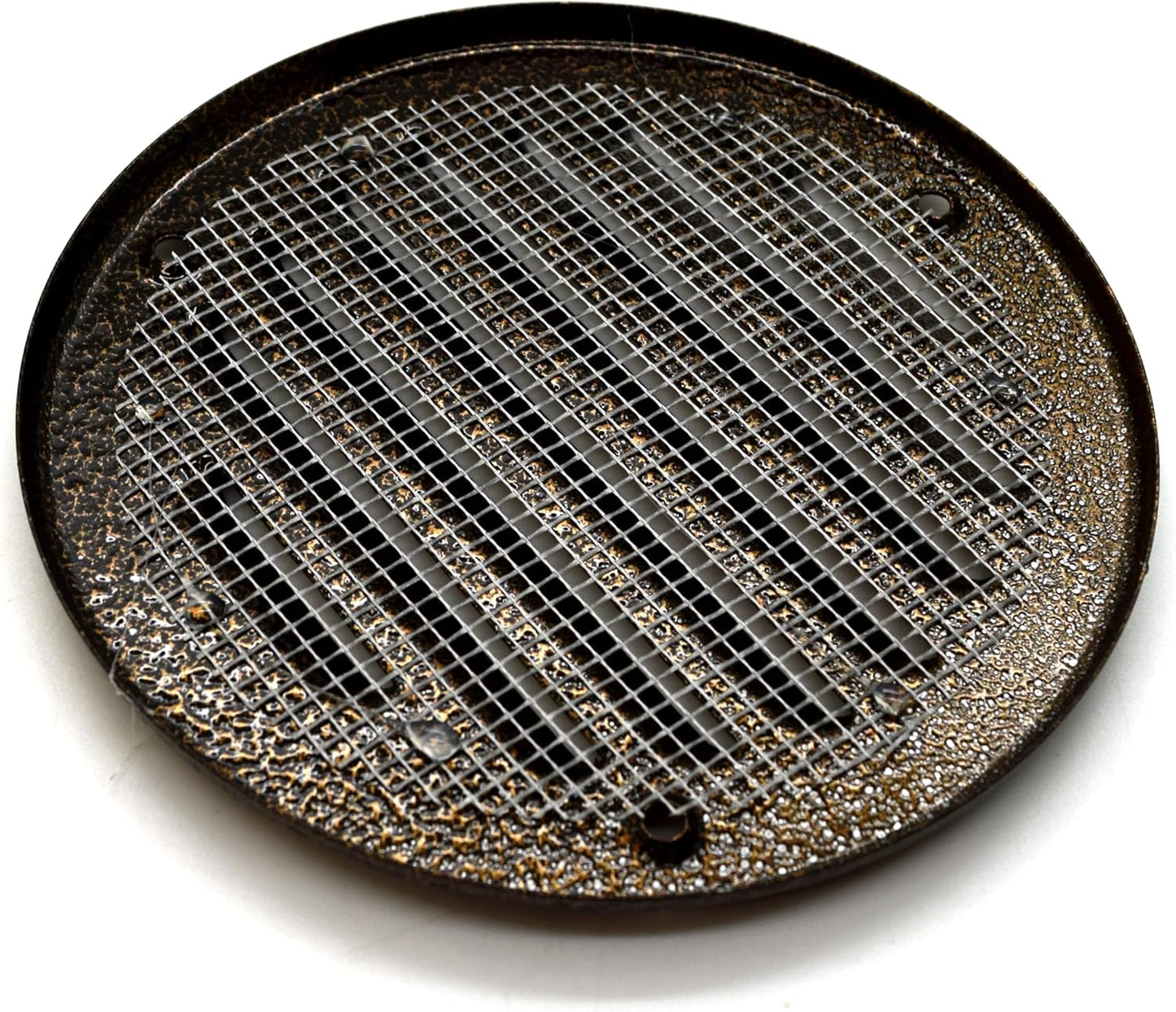 Brown Louvred Wall Vent Grille with Flyscreen, Fits 125 mm / 5 in Ducts, Round Ventilation Grille with Flat Back