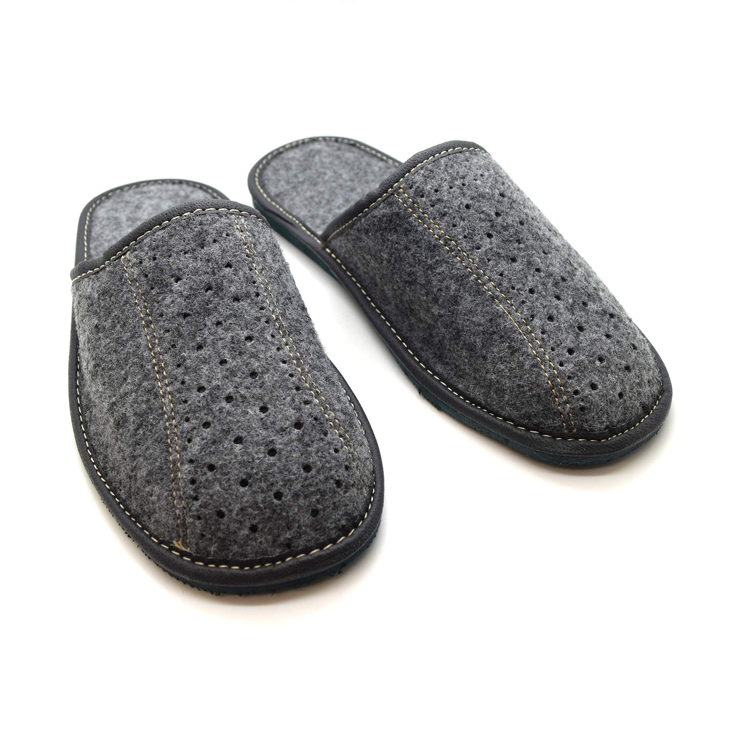 Men's Grey Felt Lined Slip On Mules Comfortable Slippers FIL (12 UK)