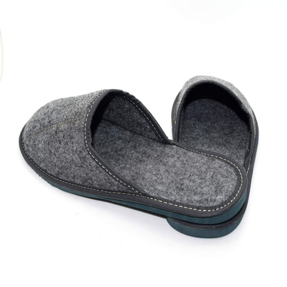 Men's Grey Felt Lined Slip On Mules Comfortable Slippers FIL (10 UK)
