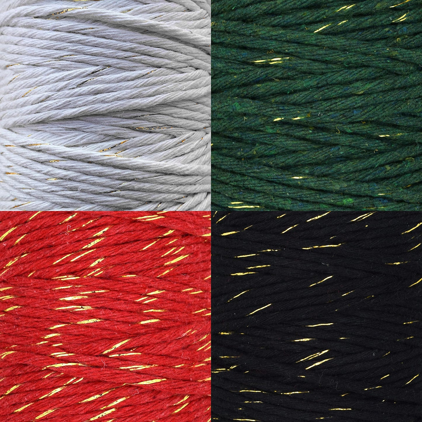 Macrame Cord Twine Natural Cotton String Craft Artisan Thread Twisted Macramé (Red with Gold Thread, 3 mm x 200 m / 656 ft)