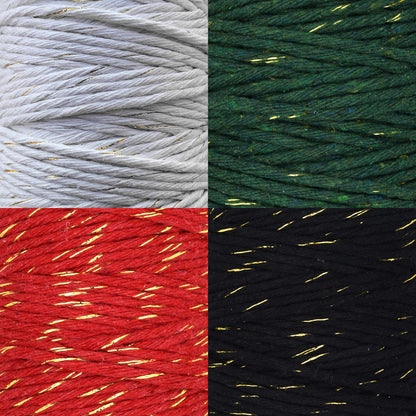 Macrame Cord Twine Natural Cotton String Craft Artisan Thread Twisted Macramé (Red with Gold Thread, 3 mm x 200 m / 656 ft)