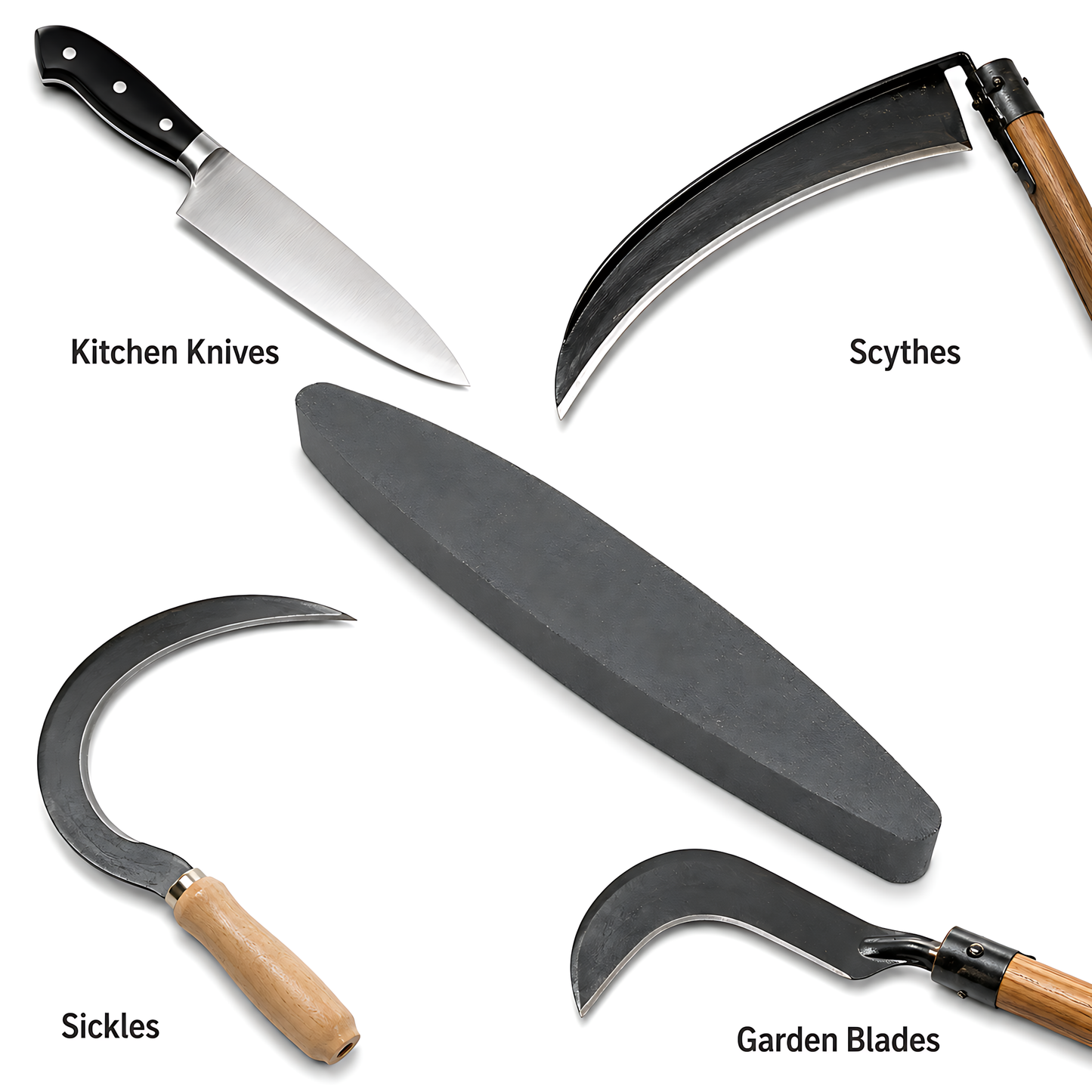 2 x Sharpening Stones 23cm Fine Grain Whetstones for Kitchen Knives, Scythes, Sickles, Garden Blades, Fine Edge Honing