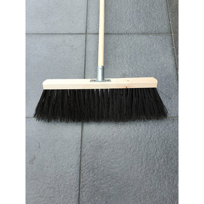 Traditional Wooden Broom with Extra Long Medium Soft Bristles (30 cm / 12 in, With Handle)