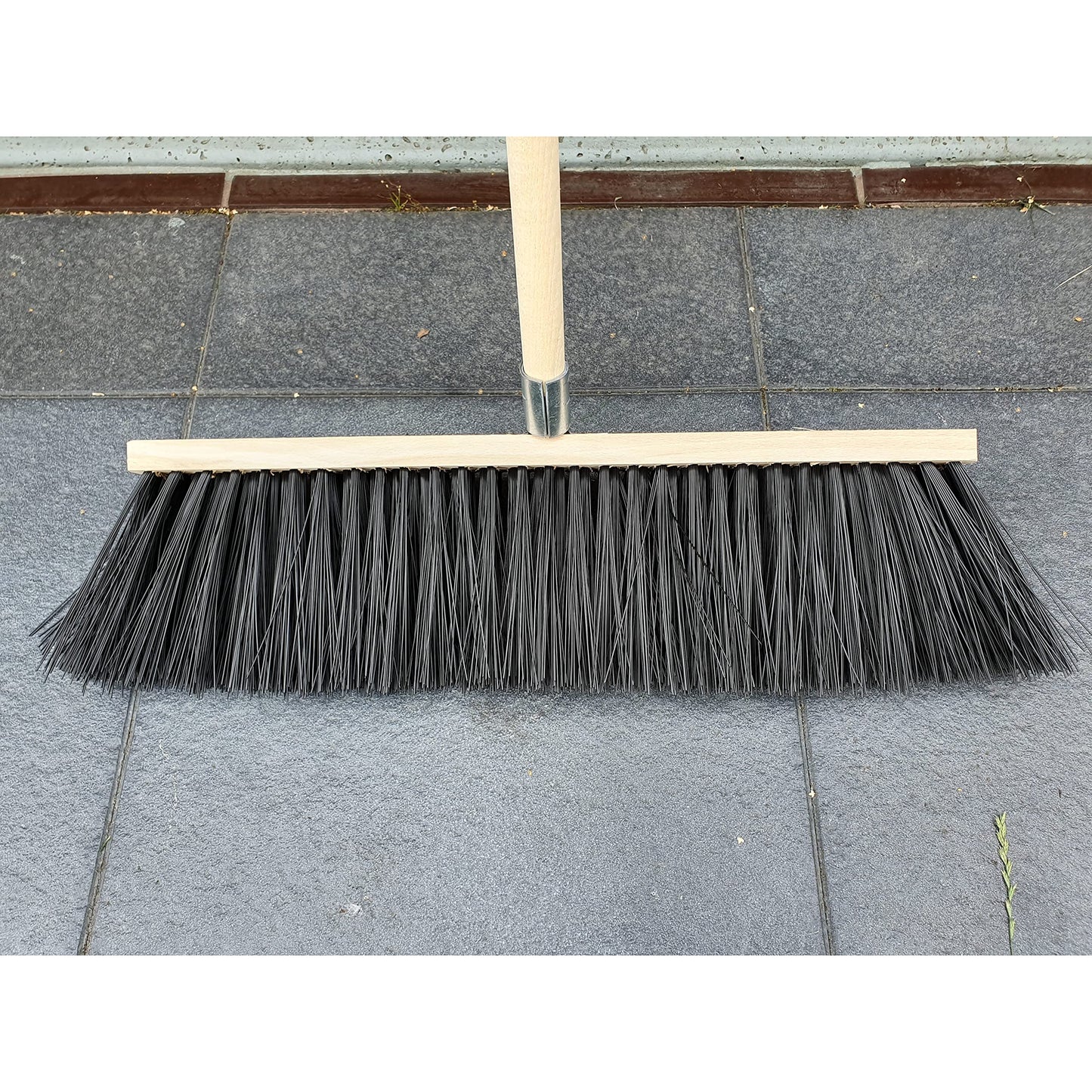Traditional Wooden Broom with Extra Long Medium Soft Bristles (30 cm / 12 in, With Handle)
