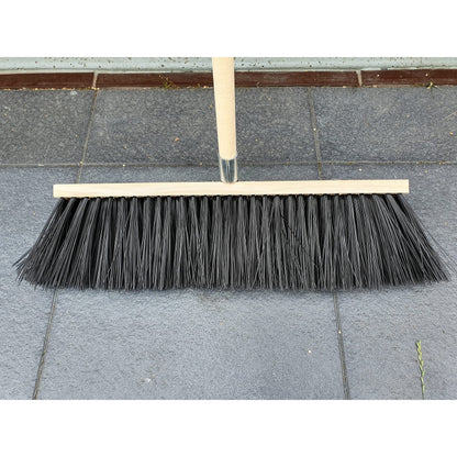 Traditional Wooden Broom with Extra Long Medium Soft Bristles (30 cm / 12 in, With Handle)