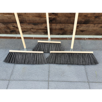 Traditional Wooden Broom with Extra Long Medium Soft Bristles (40 cm / 16 in, With Handle)