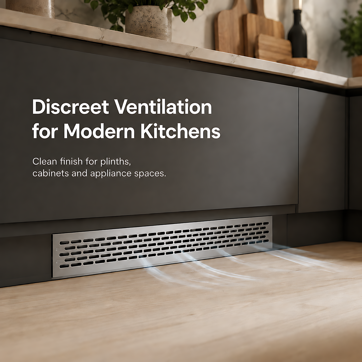Rectangular Metal Ventilation Grille 460 x 45mm - Brushed Aluminium Colour - Air Vent Cover,  485 x 60mm Overall, 15mm Flange