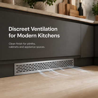 Rectangular Metal Ventilation Grille 460 x 45mm - Brushed Aluminium Colour - Air Vent Cover,  485 x 60mm Overall, 15mm Flange