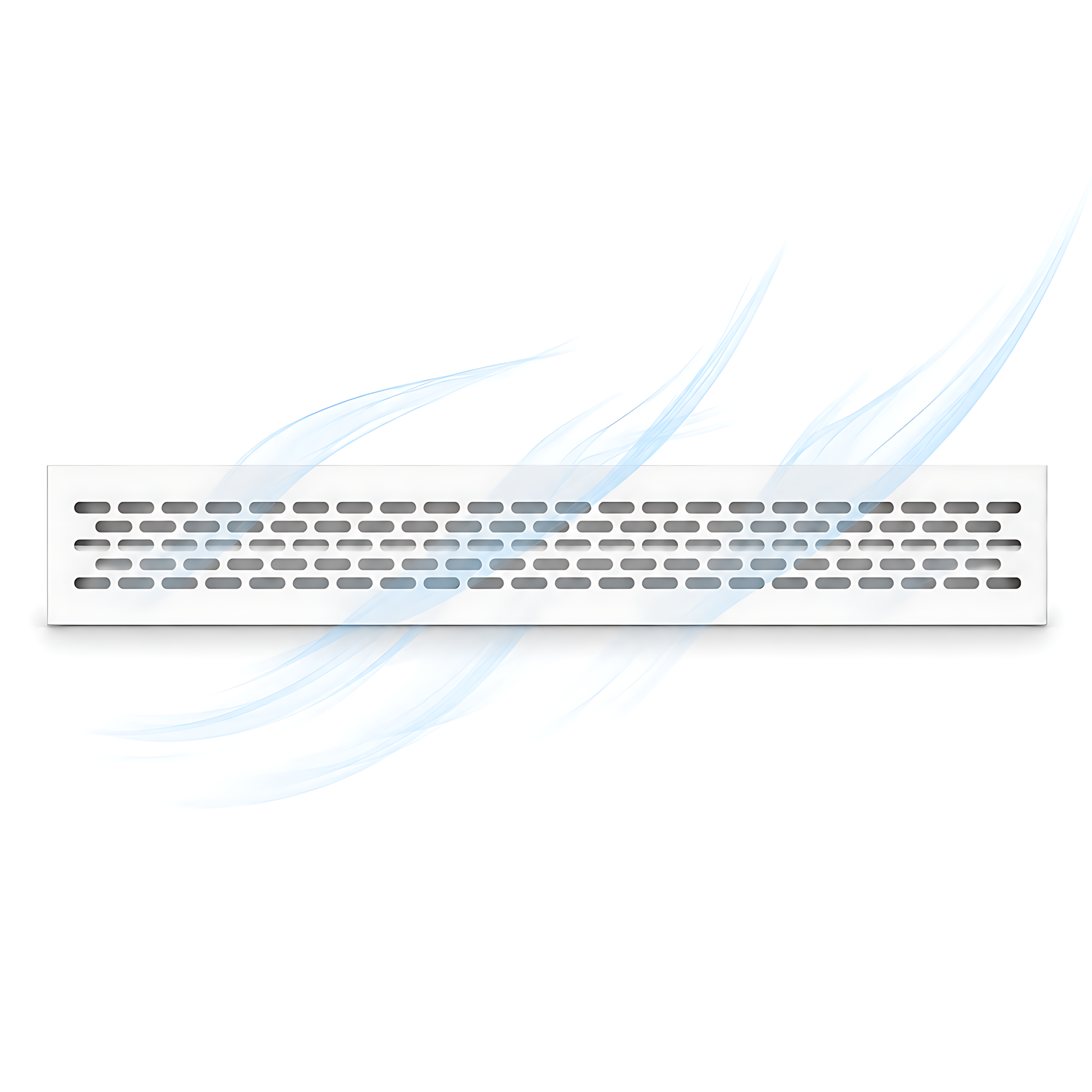 Rectangular Metal Ventilation Grille 460 x 45mm - White Matt Colour - Air Vent Cover,  485 x 60mm Overall, 15mm Flange