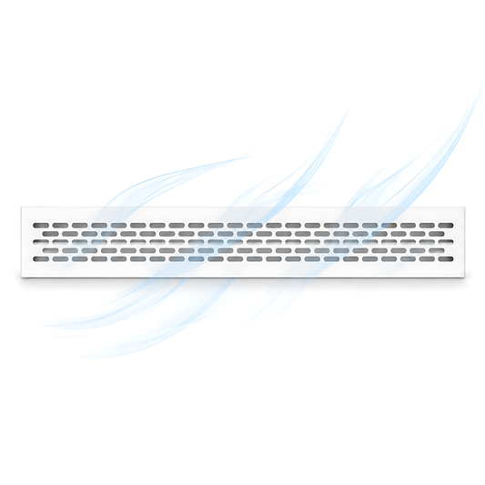 Rectangular Metal Ventilation Grille 460 x 45mm - White Matt Colour - Air Vent Cover,  485 x 60mm Overall, 15mm Flange