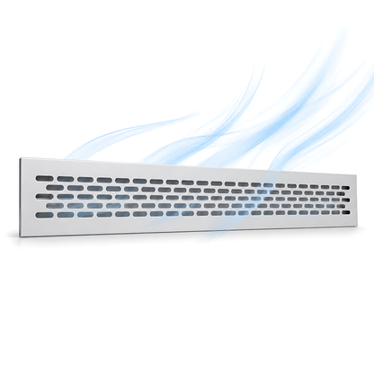 Rectangular Metal Ventilation Grille 460 x 45mm - Silver Matt Colour - Air Vent Cover,  485 x 60mm Overall, 15mm Flange