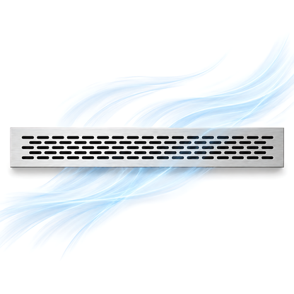 Rectangular Metal Ventilation Grille 460 x 45mm - Brushed Aluminium Colour - Air Vent Cover,  485 x 60mm Overall, 15mm Flange