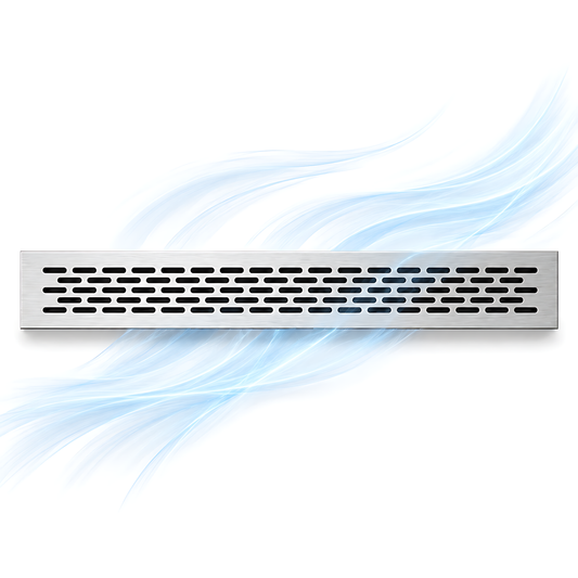 Rectangular Metal Ventilation Grille 460 x 45mm - Brushed Aluminium Colour - Air Vent Cover,  485 x 60mm Overall, 15mm Flange