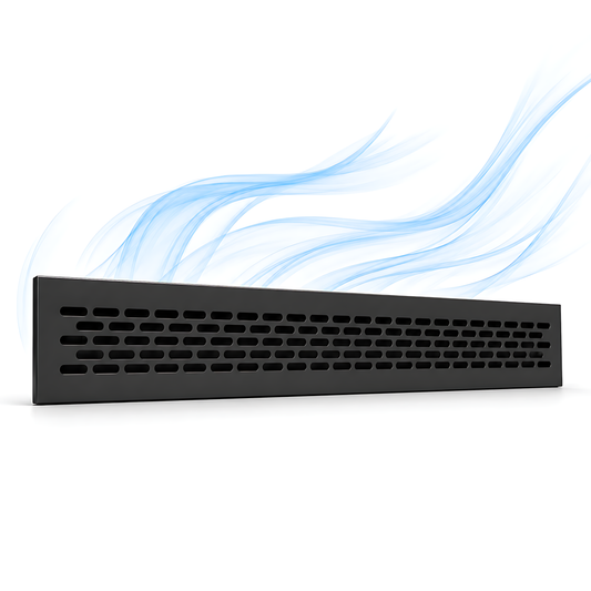 Rectangular Metal Ventilation Grille 460 x 45mm - Black Matt Colour - Air Vent Cover,  485 x 60mm Overall, 15mm Flange