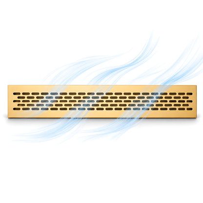 Rectangular Metal Ventilation Grille 460 x 45mm - Gold Matt Colour - Air Vent Cover,  485 x 60mm Overall, 15mm Flange