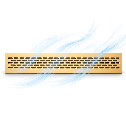 Rectangular Metal Ventilation Grille 460 x 45mm - Gold Matt Colour - Air Vent Cover,  485 x 60mm Overall, 15mm Flange