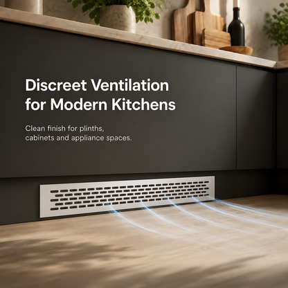 Rectangular Metal Ventilation Grille 460 x 65mm - White Matt Colour - Air Vent Cover,  485 x 80mm Overall, 15mm Flange