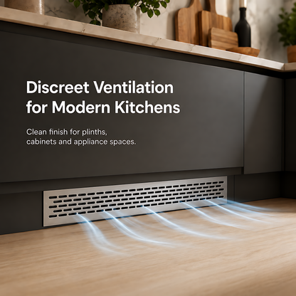 Rectangular Metal Ventilation Grille 460 x 65mm - Silver Matt Colour - Air Vent Cover,  485 x 80mm Overall, 15mm Flange