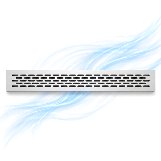 Rectangular Metal Ventilation Grille 460 x 65mm - Silver Matt Colour - Air Vent Cover,  485 x 80mm Overall, 15mm Flange