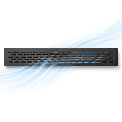 Rectangular Metal Ventilation Grille 460 x 65mm - Black Matt Colour - Air Vent Cover,  485 x 80mm Overall, 15mm Flange