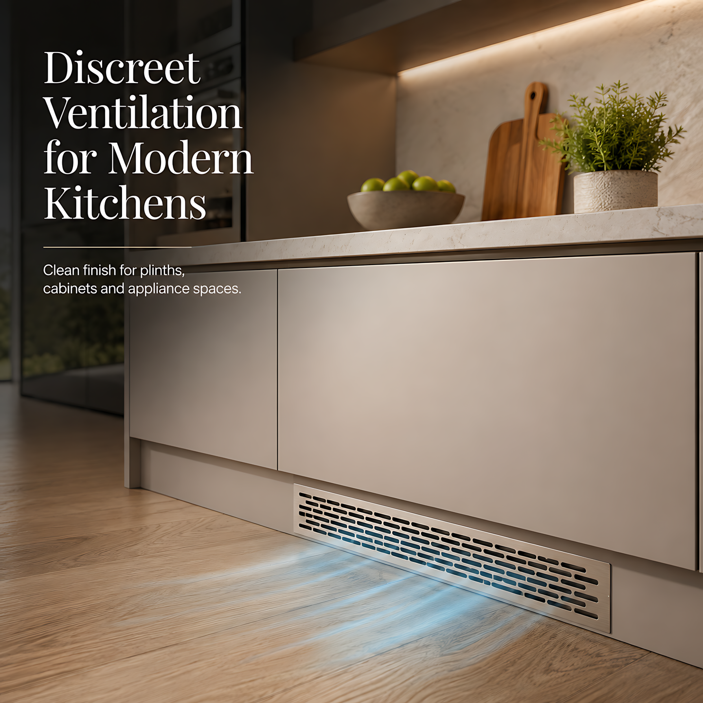 Rectangular Metal Ventilation Grille 460 x 65mm - Brushed Aluminium Colour - Air Vent Cover,  485 x 80mm Overall, 15mm Flange