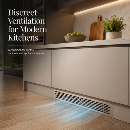 Rectangular Metal Ventilation Grille 460 x 65mm - Brushed Aluminium Colour - Air Vent Cover,  485 x 80mm Overall, 15mm Flange