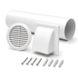 100mm 4 Inch Wall Vent Kit with 500mm Duct, Grille and Backdraught Cowl for Bathrooms, Kitchens, Toilets and Utility Rooms