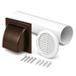 100mm Wall Vent Kit with 500mm Duct, Grille & Brown Backdraught Cowl for Bathrooms, Kitchens, Toilets, Cloakrooms & Utility Rooms