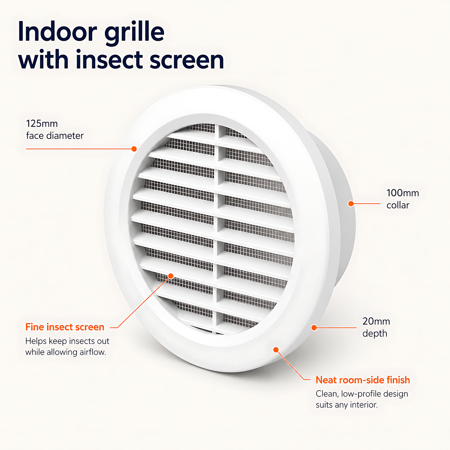 100mm Wall Vent Kit with 500mm Duct, Grille & Brown Backdraught Cowl for Bathrooms, Kitchens, Toilets, Cloakrooms & Utility Rooms